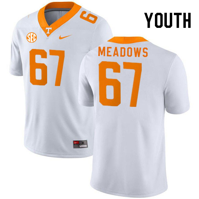 Youth #67 Connor Meadows Tennessee Volunteers College Football Jerseys Stitched Sale-White - Click Image to Close